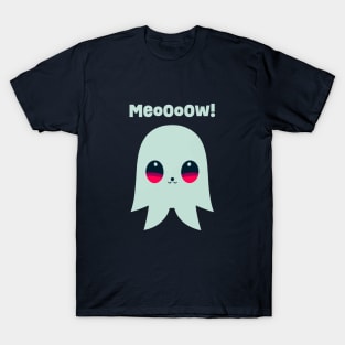 MeoOoOw! || Kawaii Ghost || Halloween Cat Ghost T-Shirt